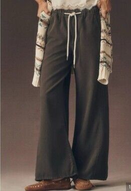Anthropologie Pilcro Olive Gray Wide-Leg Relaxed Fit Pants